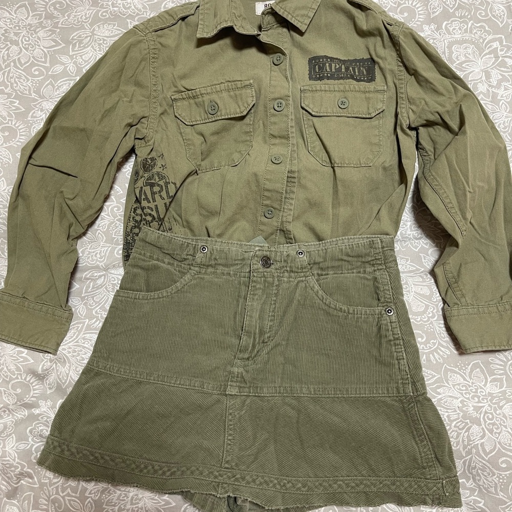 Cherokee Route 66 Olive Green Corduroy Set